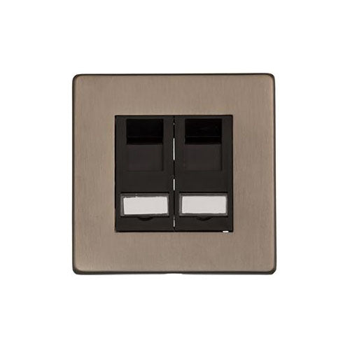 Studio Range Aged Pewter Switches & Sockets, YAP - 2 Gang Secondary Line Socket by Heritage Brass By M-Marcus