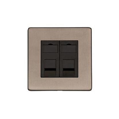 Studio Range Aged Pewter Switches & Sockets, YAP - 2 Gang CAT6 by Heritage Brass By M-Marcus