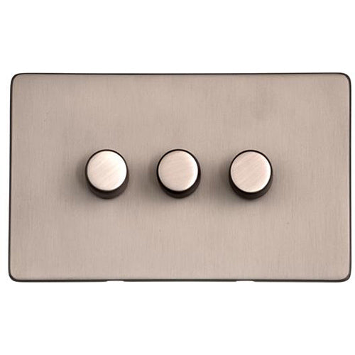 Studio Range Aged Pewter Switches & Sockets, YAP - 3 Gang Dimmer 250 watts (Compatible with halogen/ incandescent bulbs) by Heritage Brass By M-Marcus
