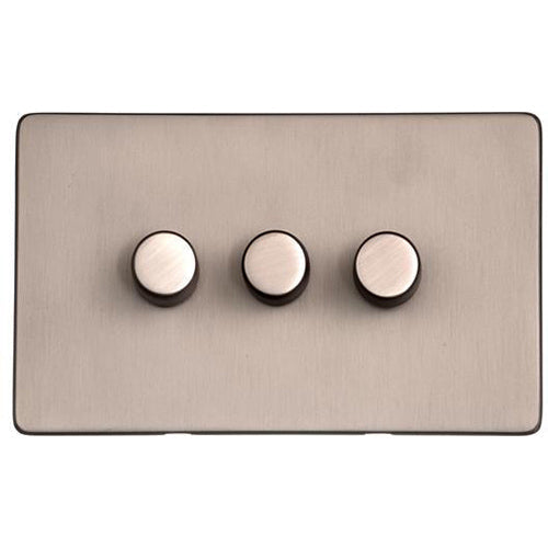 Studio Range Aged Pewter Switches & Sockets, YAP - 3 Gang Dimmer 400 watts (Compatible with halogen/ incandescent bulbs) by Heritage Brass By M-Marcus