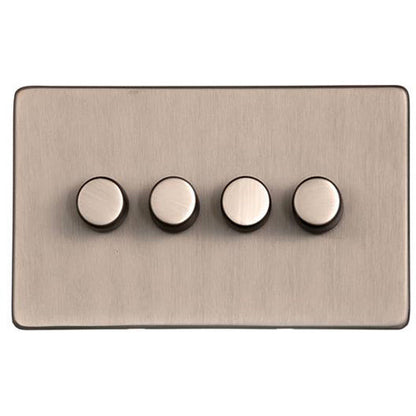 Studio Range Aged Pewter Switches & Sockets, YAP - 4 Gang TED Dimmer (Compatible with LED Lamps) by Heritage Brass By M-Marcus