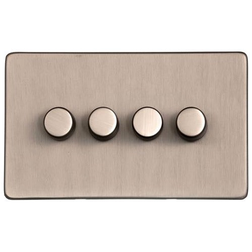 Studio Range Aged Pewter Switches & Sockets, YAP - 4 Gang Dimmer 250 watts (Compatible with halogen/ incandescent bulbs) by Heritage Brass By M-Marcus