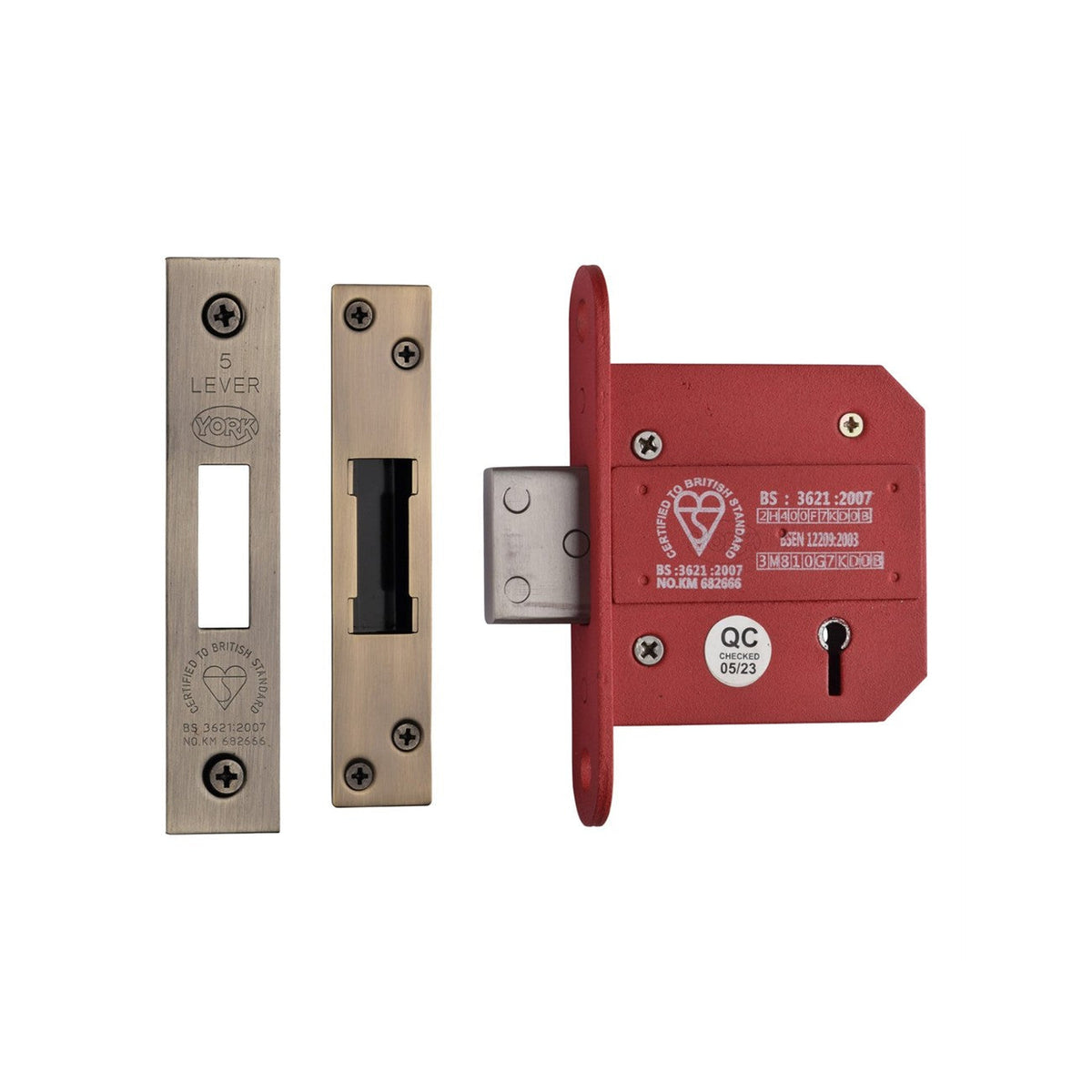 CE York British Standard 5 Lever Deadlock 3" by M Marcus - Heritage Brass