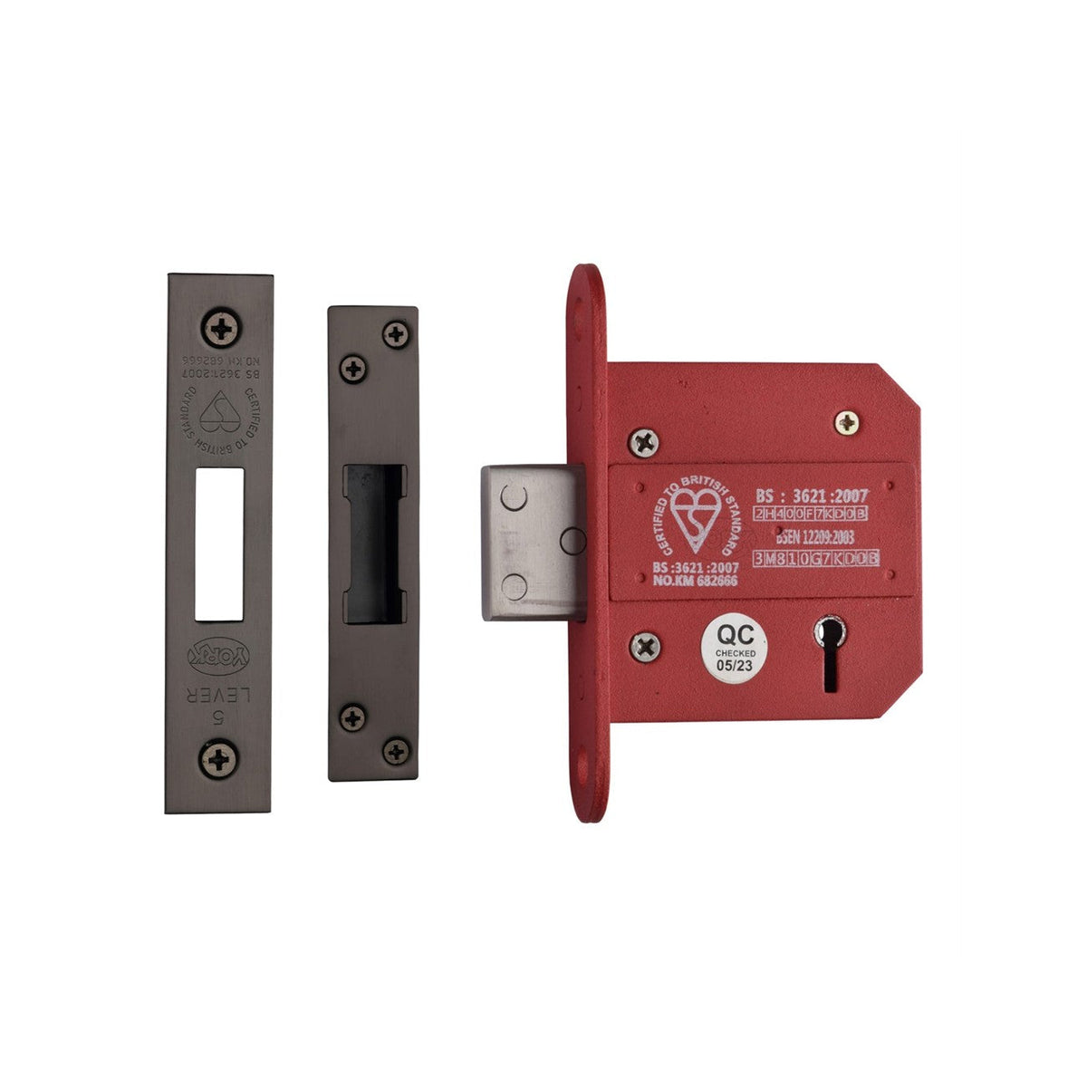 CE York British Standard 5 Lever Deadlock 3" by M Marcus - Heritage Brass
