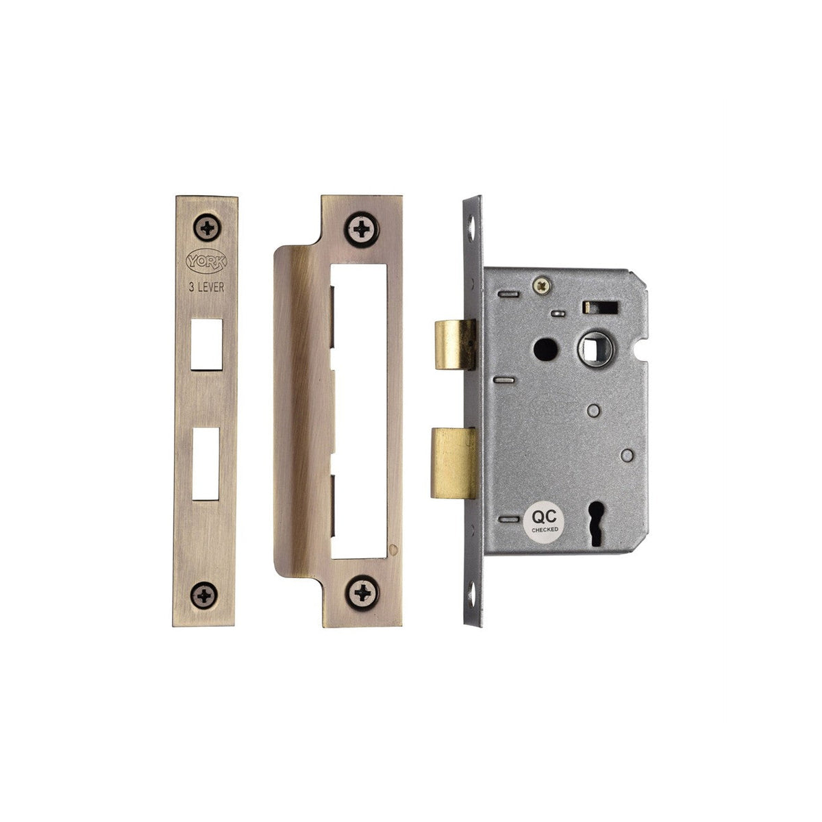 York 3 Lever Sash Lock 2 1/2" by M Marcus - Heritage Brass
