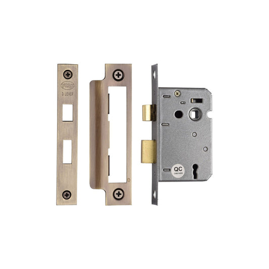 York 3 Lever Sash Lock 2 1/2" by M Marcus - Heritage Brass
