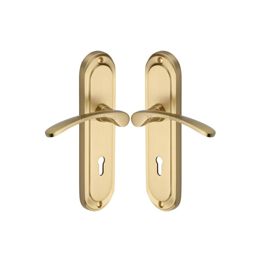 Ambassador Door Handle on Plate by M Marcus - Heritage Brass