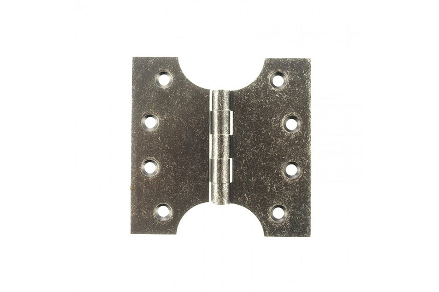 Atlantic (Solid Brass) Parliament Hinges - Distressed Silver - 4" x 2" x 4mm