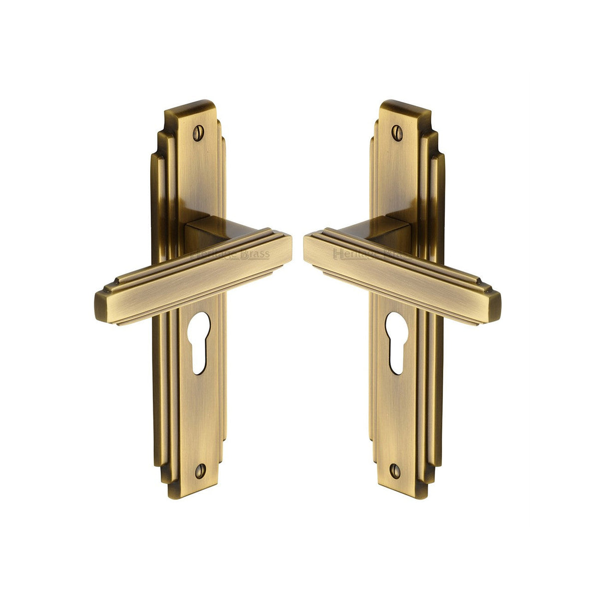 Astoria Door Handle on Plate by M Marcus - Heritage Brass