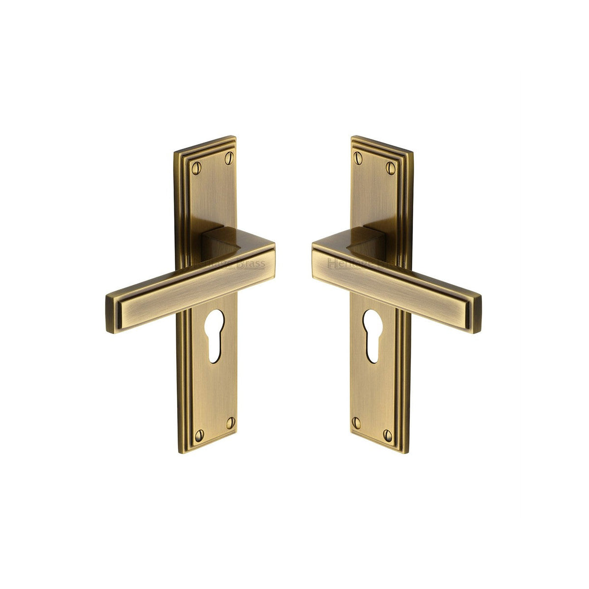 Atlantis Door Handle on Plate by M Marcus - Heritage Brass