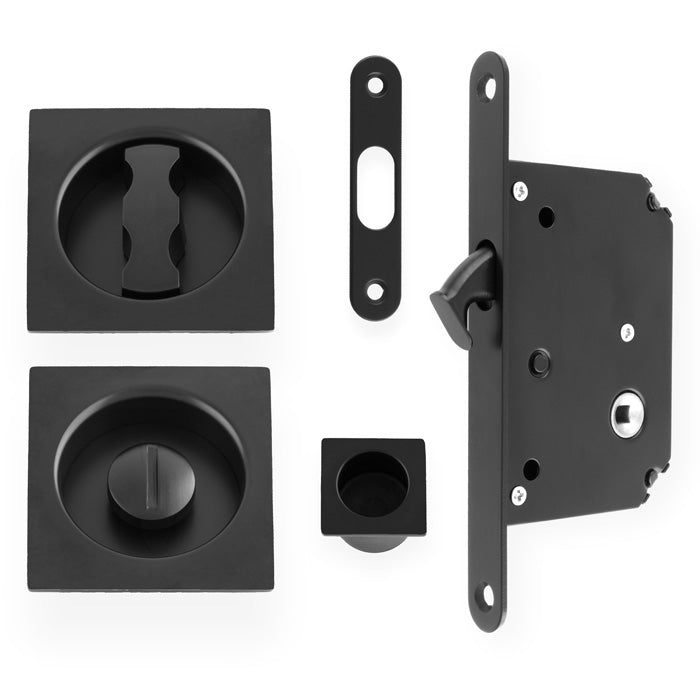 Alexander & Wilks Sliding Door Lock Set - Square Roses - Radius Forend & Strike by Alexander & Wilks