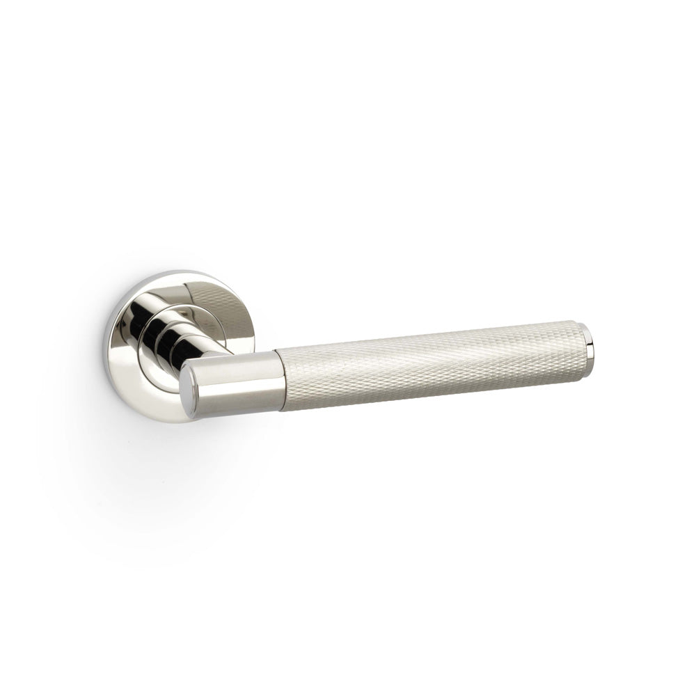 Alexander & Wilks Spitfire Knurled Lever on Round Rose by Alexander & Wilks