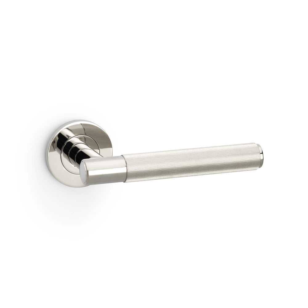 Alexander & Wilks Spitfire Reeded Lever on Round Rose by Alexander & Wilks
