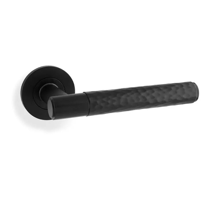 Alexander & Wilks Spitfire Hammered Lever on Round Rose by Alexander & Wilks