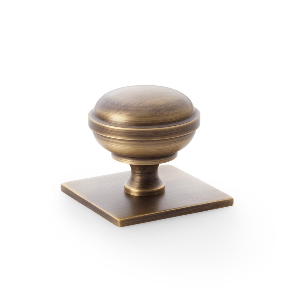 Alexander & Wilks Quantock Cabinet Knob On Square Backplate by Alexander & Wilks