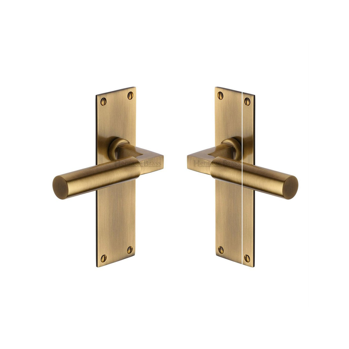 Bauhaus Door Handle on Plate by M Marcus - Heritage Brass