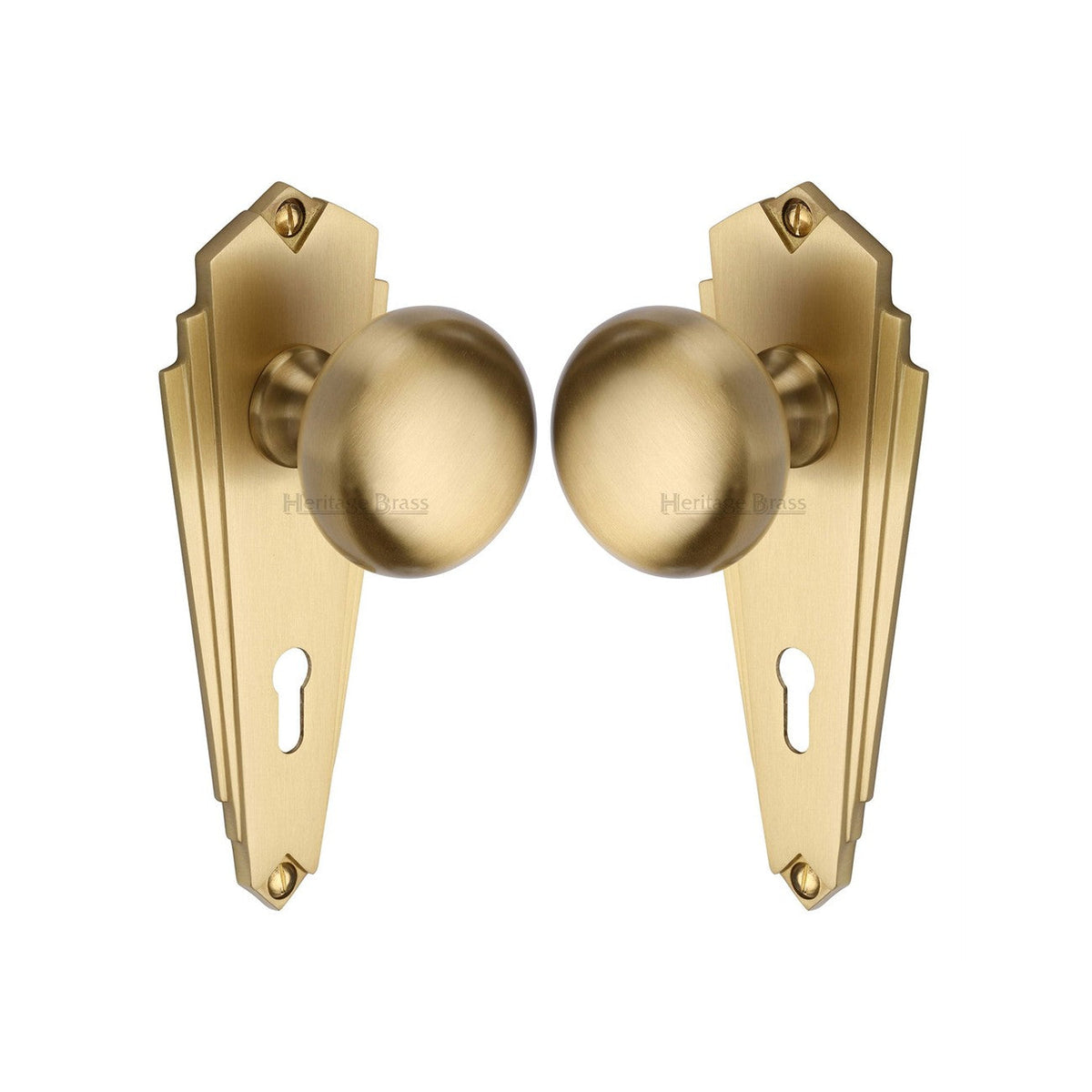 Broadway Door Knob on Plate by M Marcus - Heritage Brass