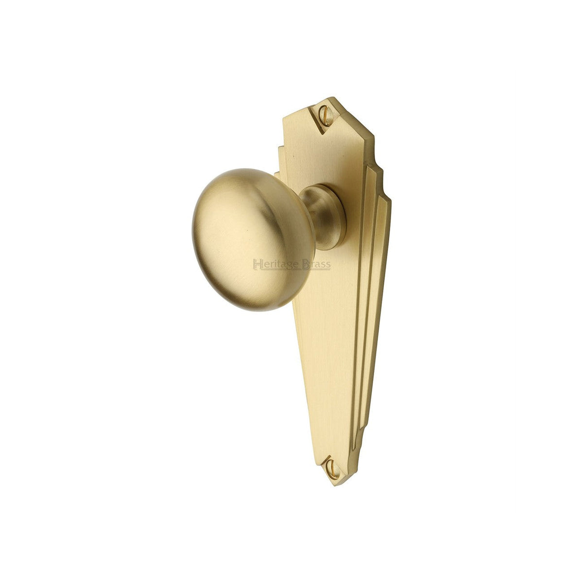 Broadway Door Knob on Plate by M Marcus - Heritage Brass