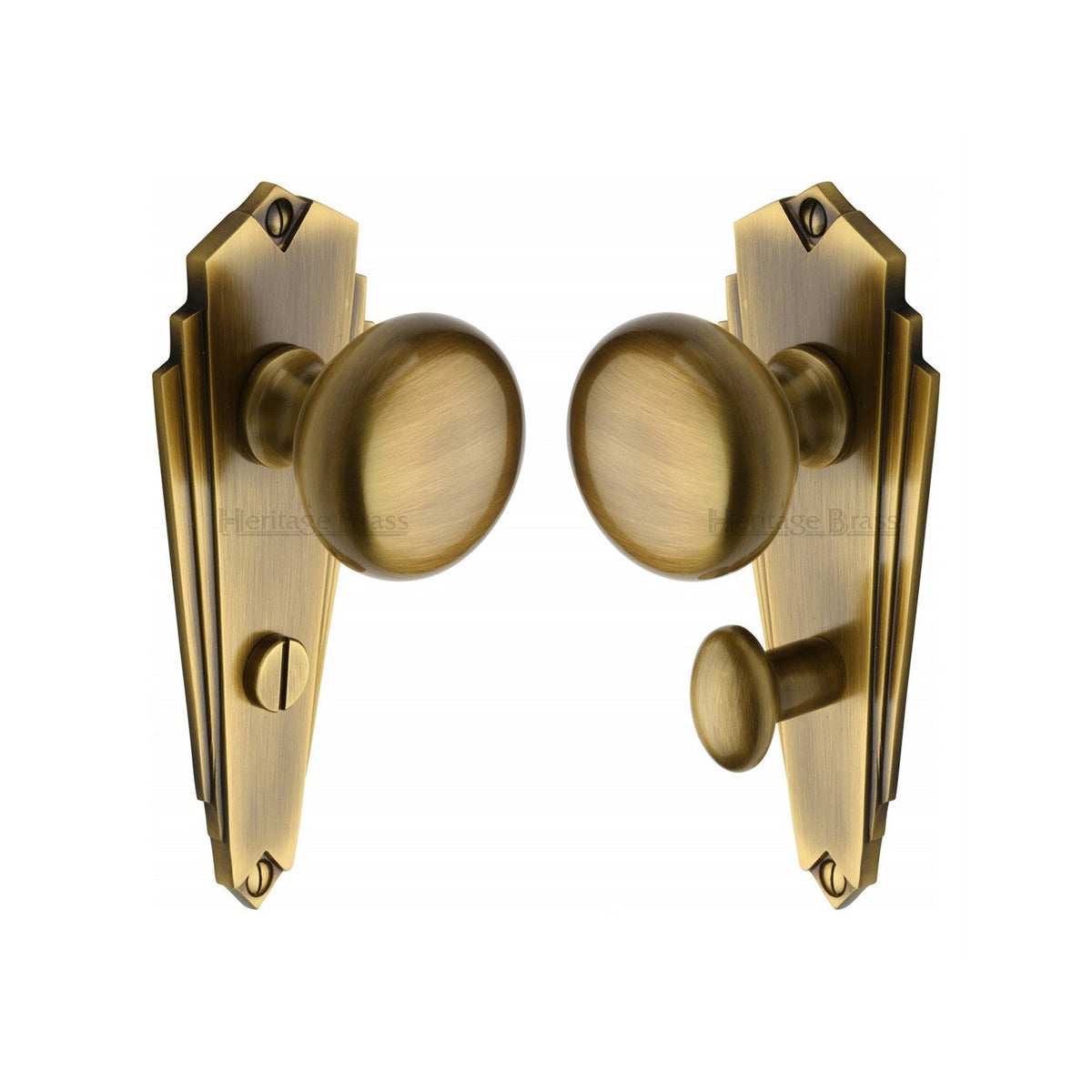 Broadway Door Knob on Plate by M Marcus - Heritage Brass
