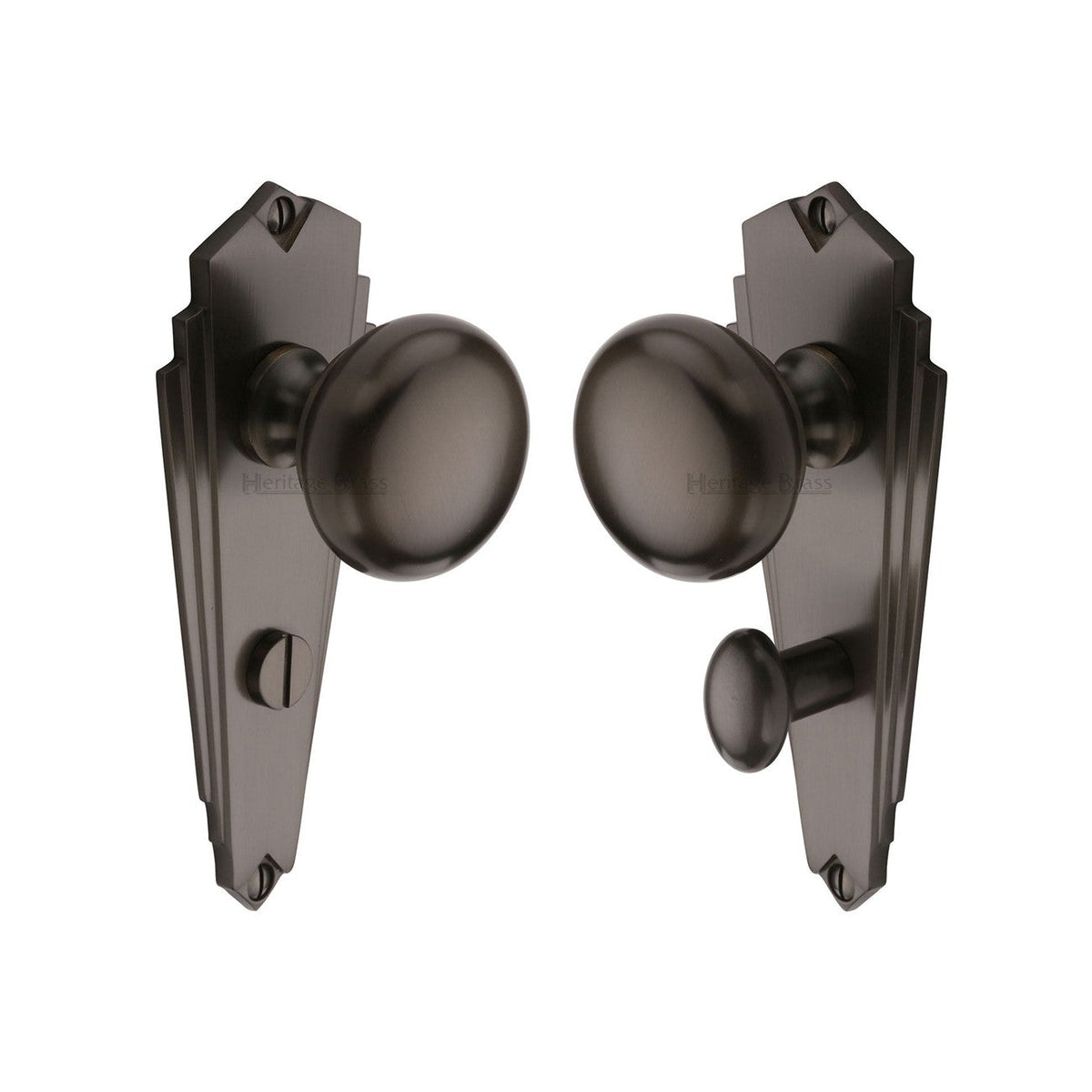 Broadway Door Knob on Plate by M Marcus - Heritage Brass