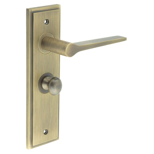 Burlington Knightsbridge Door Handles Bathroom Backplate & Turn & Release 80 by Burlington By Frelan