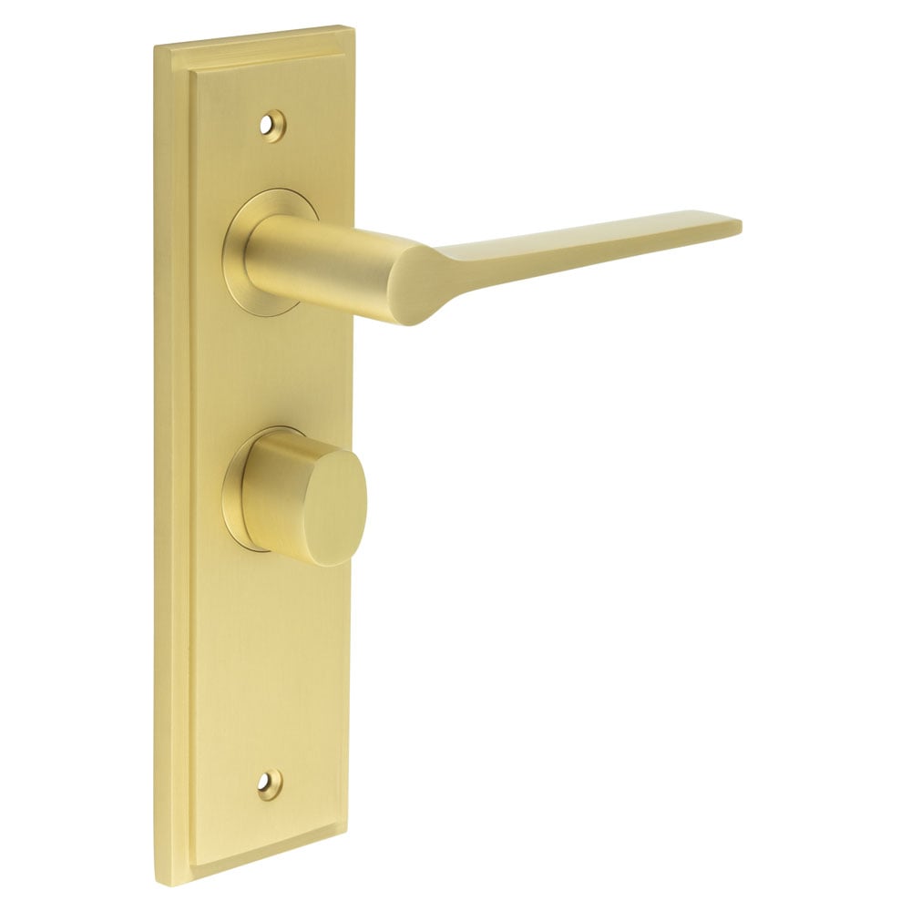 Burlington Knightsbridge Door Handle Bathroom Backplate & Turn & Release 81 by Burlington By Frelan