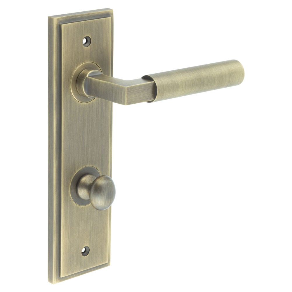 Burlington Westminster Door Handles Din Bathroom Backplate & Turn & Release 80 by Burlington By Frelan