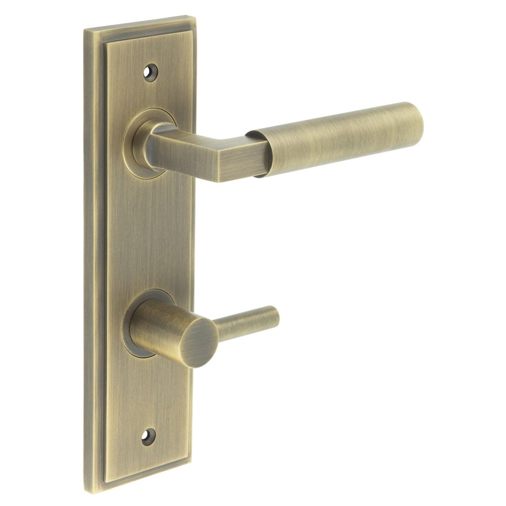 Burlington Westminster Door Handles Din Bathroom Backplate & Turn & Release 82 by Burlington By Frelan