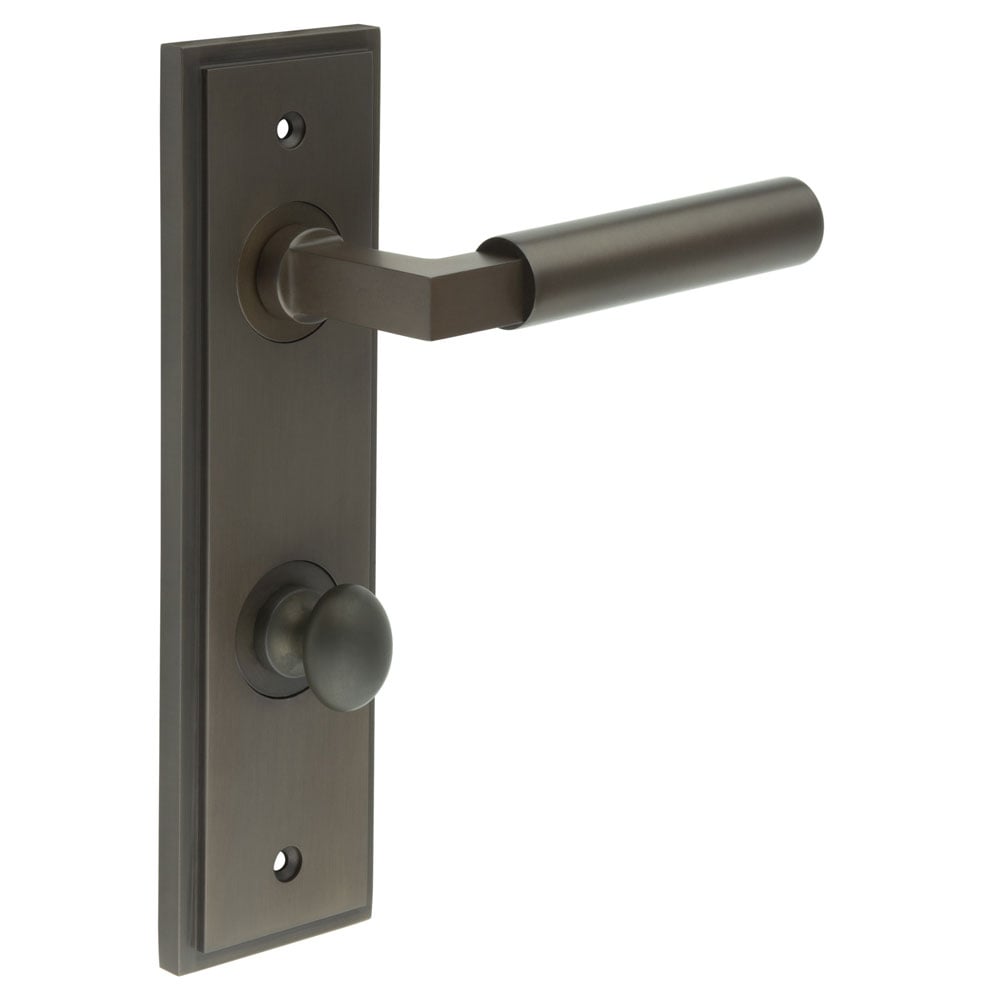 Burlington Westminster Door Handles Din Bathroom Backplate & Turn & Release 80 by Burlington By Frelan