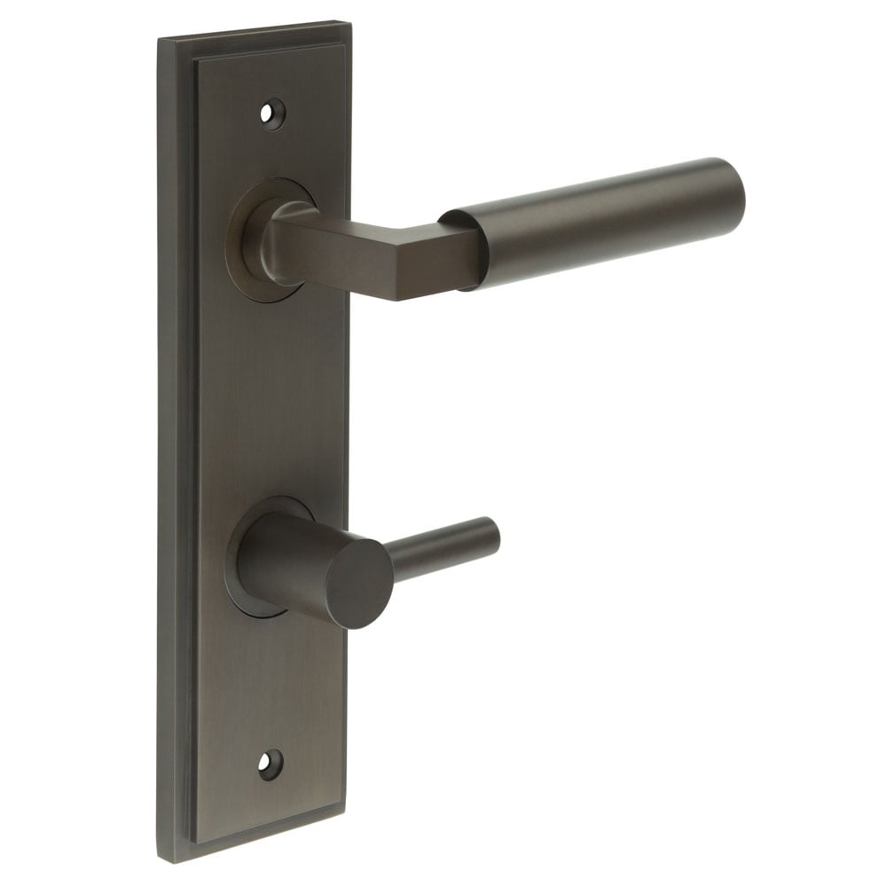 Burlington Westminster Door Handles Din Bathroom Backplate & Turn & Release 82 by Burlington By Frelan