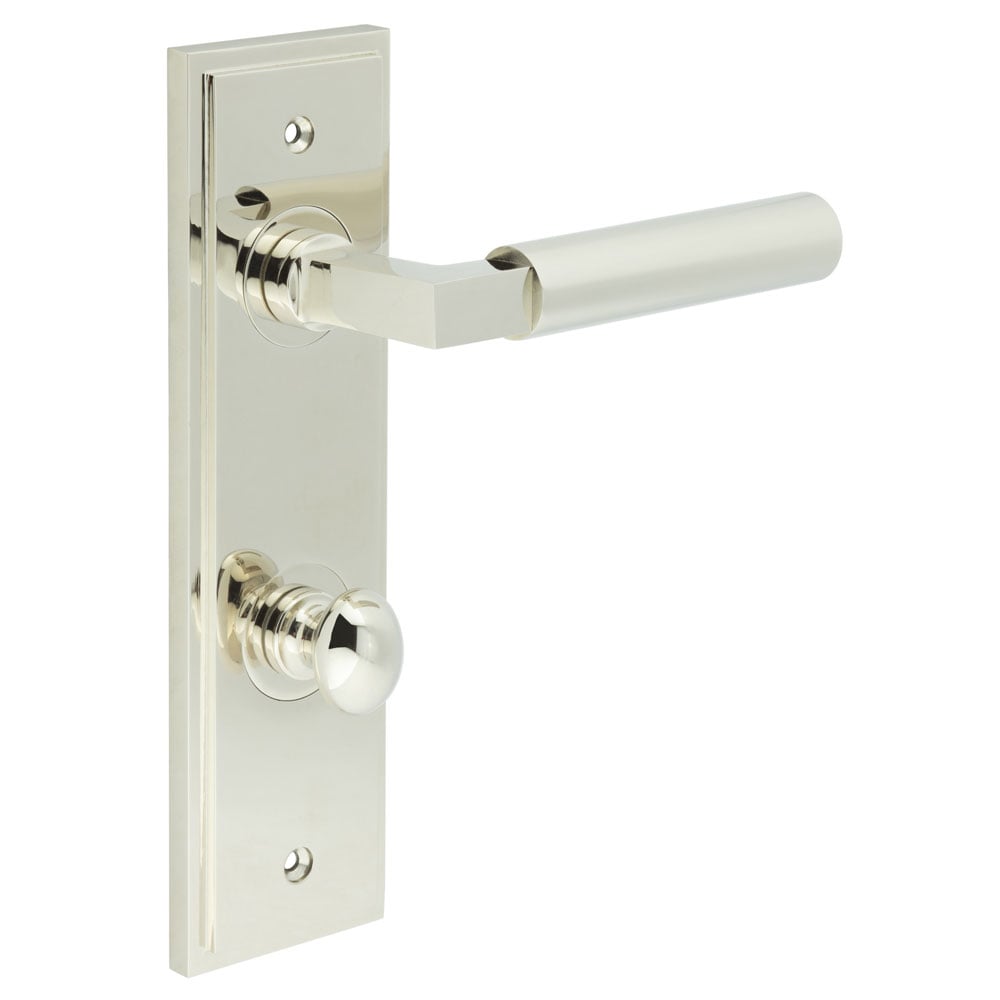 Burlington Westminster Door Handles Din Bathroom Backplate & Turn & Release 80 by Burlington By Frelan