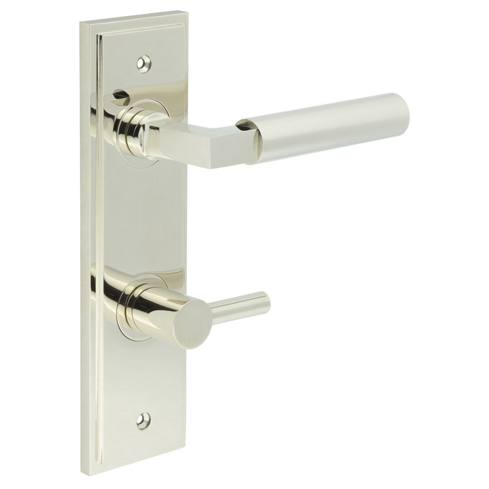 Burlington Westminster Door Handles Din Bathroom Backplate & Turn & Release 82 by Burlington By Frelan