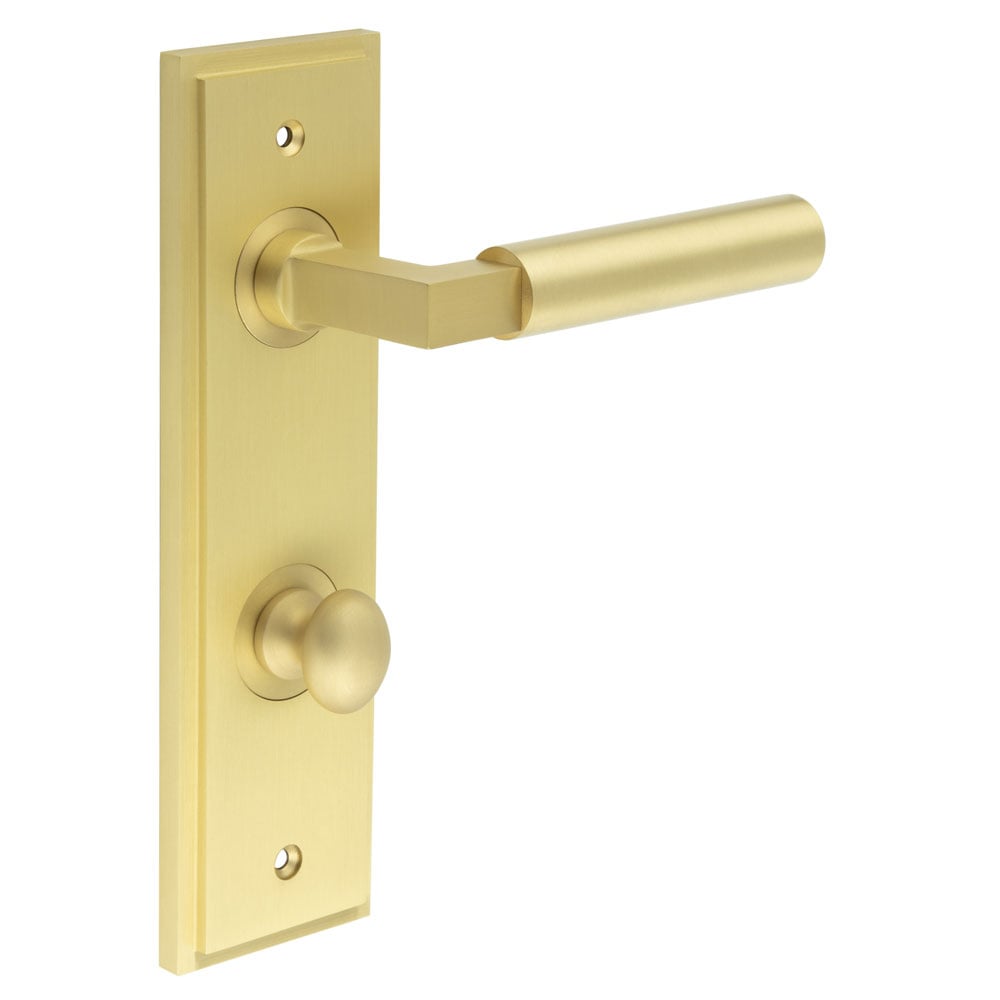 Burlington Westminster Door Handles Din Bathroom Backplate & Turn & Release 80 by Burlington By Frelan