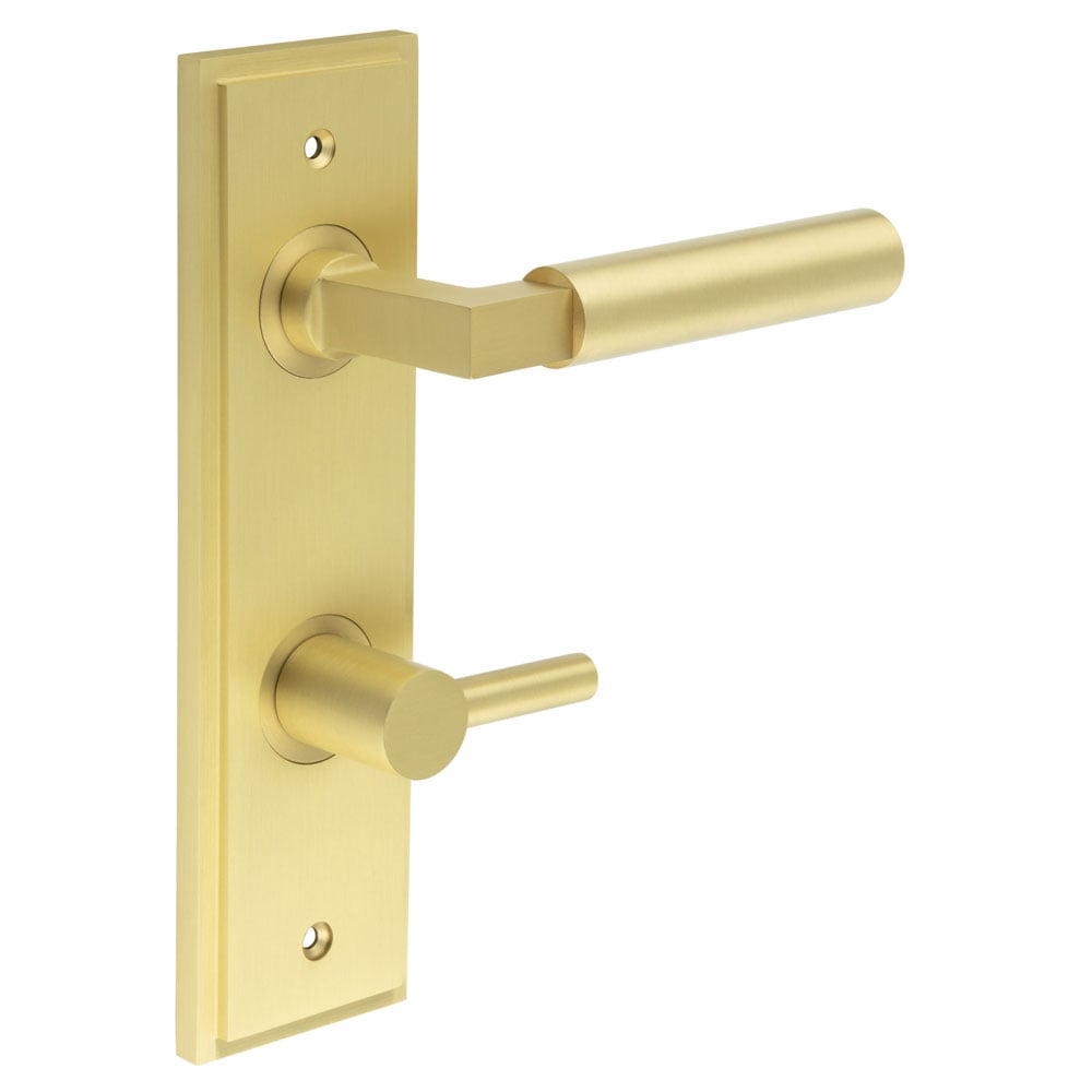 Burlington Westminster Door Handles Din Bathroom Backplate & Turn & Release 82 by Burlington By Frelan