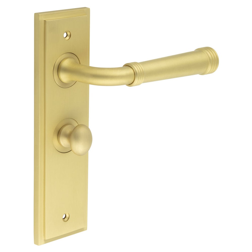 Burlington Highgate Door Handle Bathroom Backplate & Turn & Release 80 by Burlington By Frelan