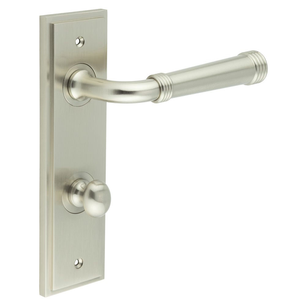 Burlington Highgate Door Handle Din Bathroom Backplate & Turn & Release 80 by Burlington By Frelan
