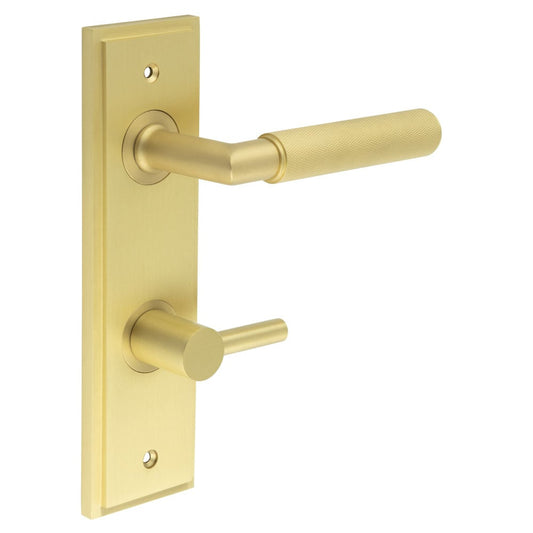 Burlington Piccadilly Door Handles Bathroom Din Backplate & Turn & Release 82 by Burlington By Frelan