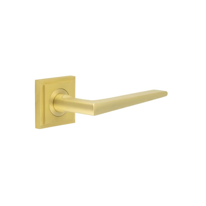 Burlington Mayfair Door Handles On Square Stepped Rose by Burlington By Frelan