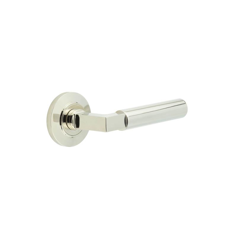 Burlington Westminster Door Handles On Chamfered Rose by Burlington By Frelan
