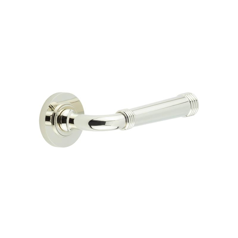 Burlington Highgate Door Handles On Knurled Rose by Burlington By Frelan