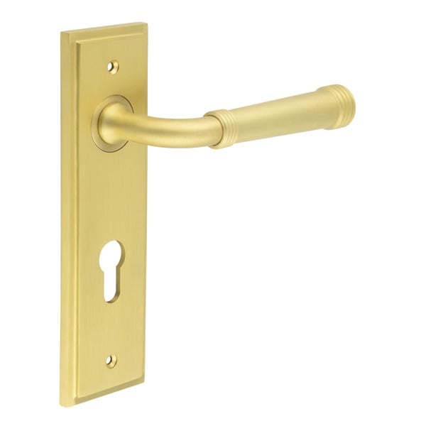 Burlington Highgate Door Handle Din Euro Backplate by Burlington By Frelan