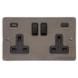 Elite Flat Plate Range Matt Bronze Switches & Sockets, T09 - 2G 13A Socket with USB-A+C by Heritage Brass By M-Marcus