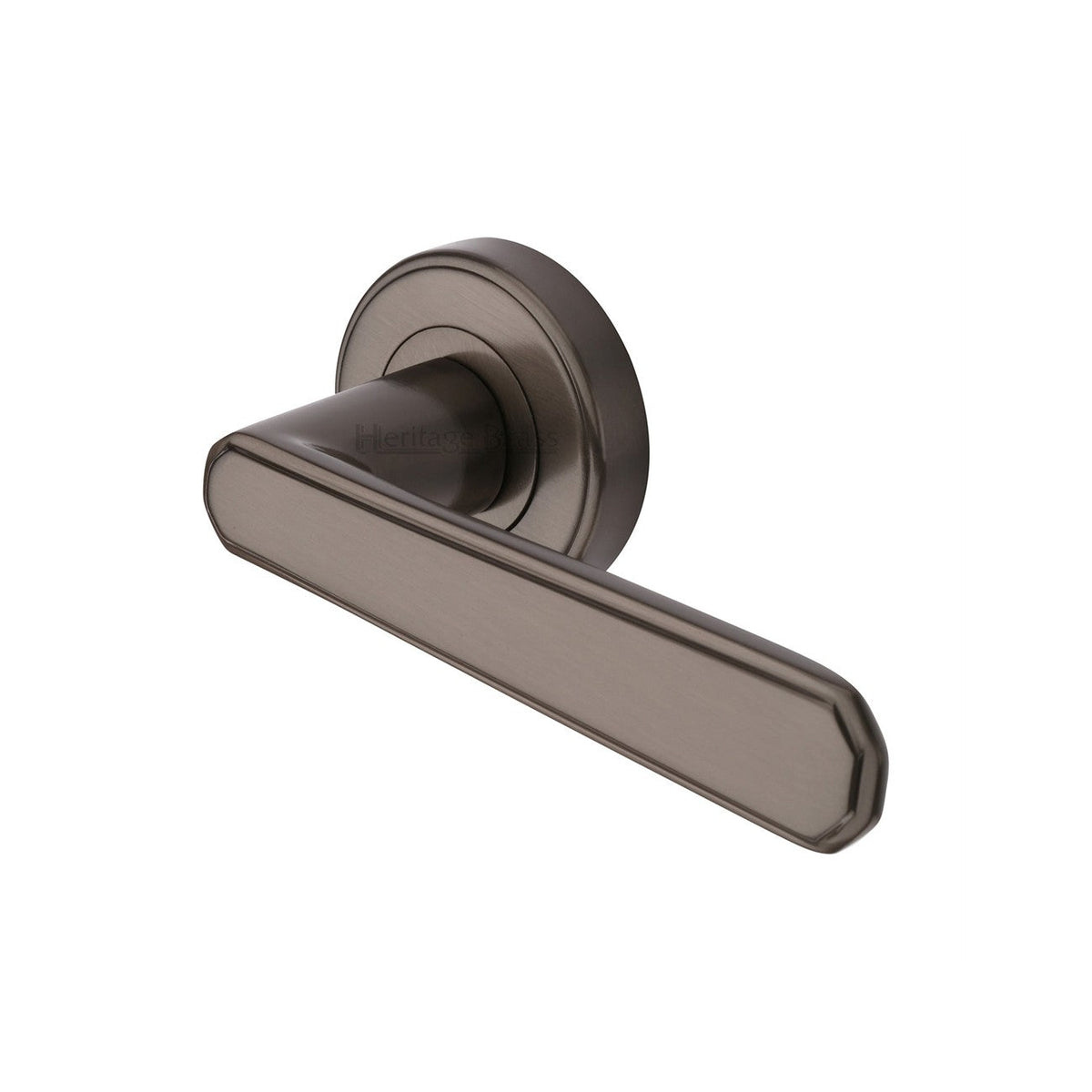 Century Door Handle on Round Rose by M Marcus - Heritage Brass