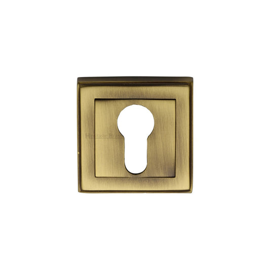 Euro Profile Cylinder Escutcheon Square - DEC7020 - Antique Brass
