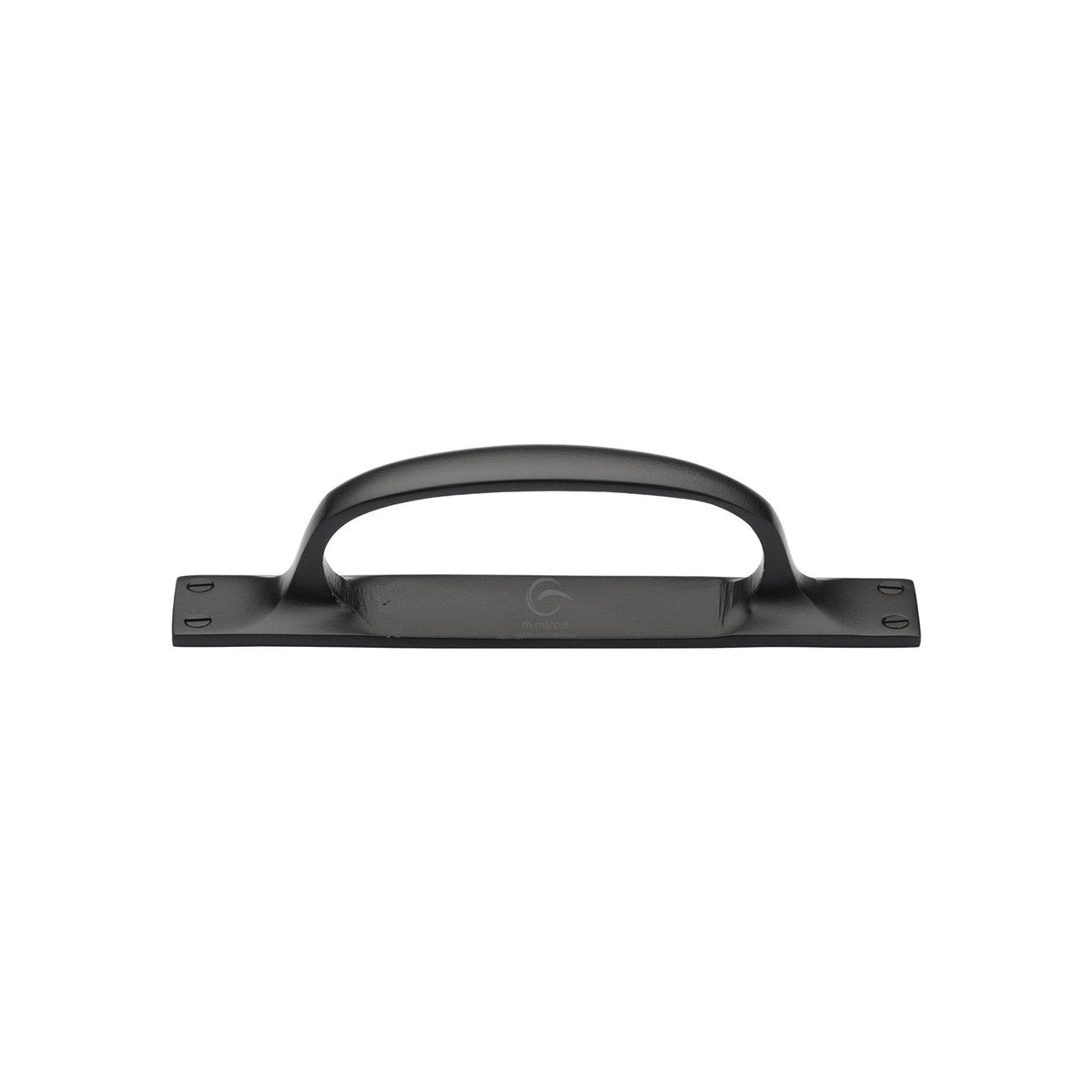 Matt Black Iron Cabinet Pull Handle On Plate by M Marcus - Heritage Brass