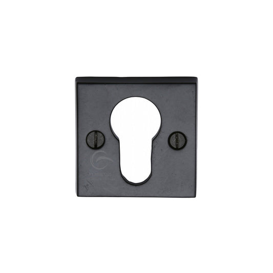 Euro Profile Cylinder Escutcheon Square Black Iron - Matt Black