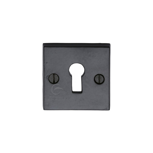 Standard Key Escutcheon Square Black Iron - Matt Black