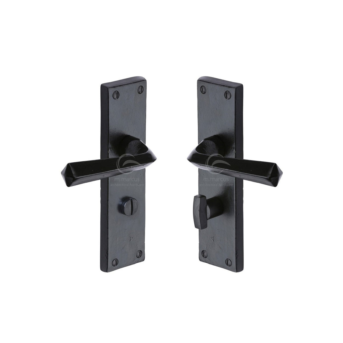 Black Iron Bridgnorth Door Handle on Plate by M Marcus - Heritage Brass
