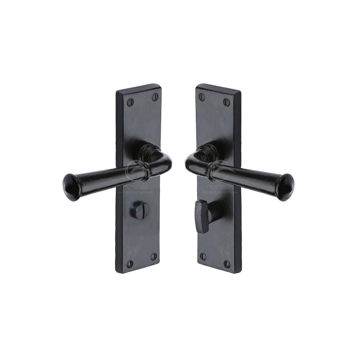 Black Iron Ashfield Door Handle on Plate by M Marcus - Heritage Brass