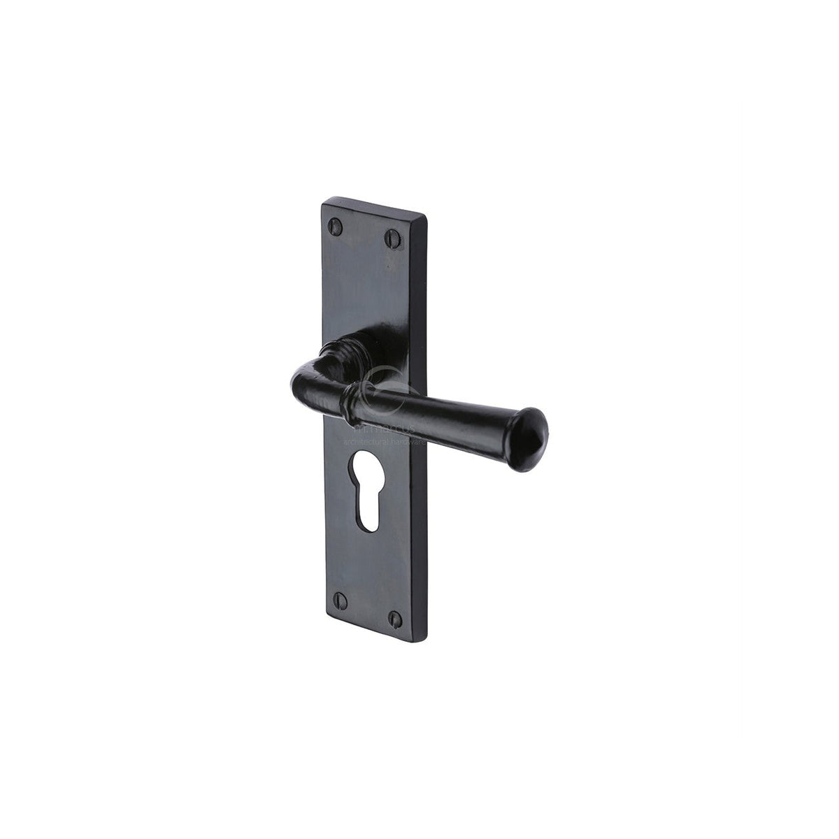 Black Iron Ashfield Door Handle on Plate by M Marcus - Heritage Brass
